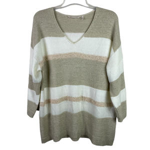 Soft Surroundings ultra soft striped V Neck Pullover Sweater